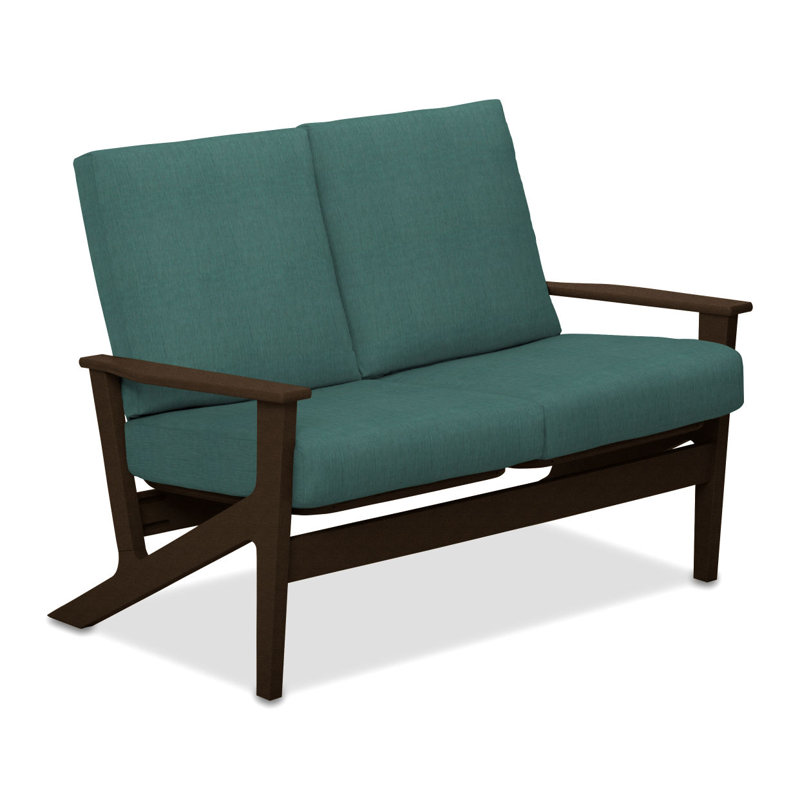 Chrisa 51.5'' Wide Loveseat with Cushions, Cast Breeze Sunbrella® Plainweave, Textured Kona