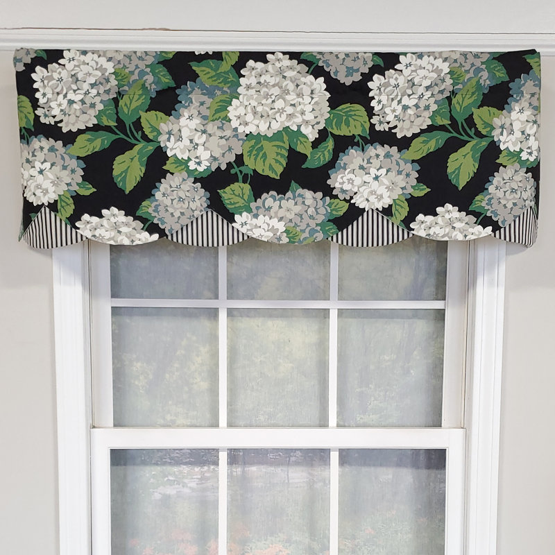 Summerwind Petticoat Cotton Blend Floral Scalloped Window Valance, Black
