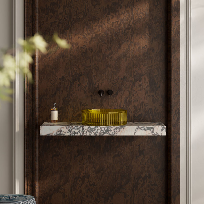 Lavabo-vasque rond en résine cannelée jaune citron 16 po MonBlari, Jaune