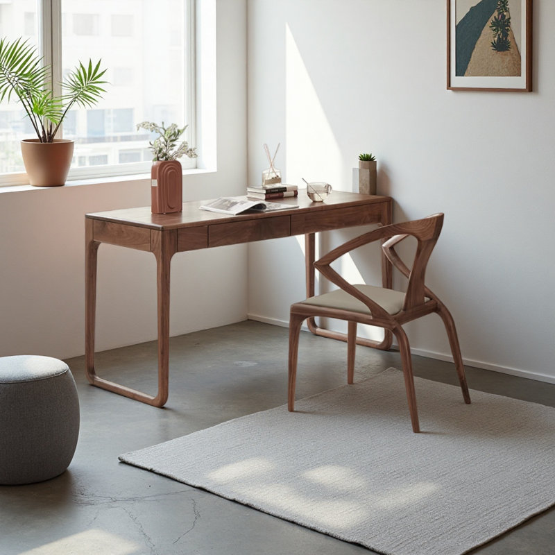 Modern walnut study desk