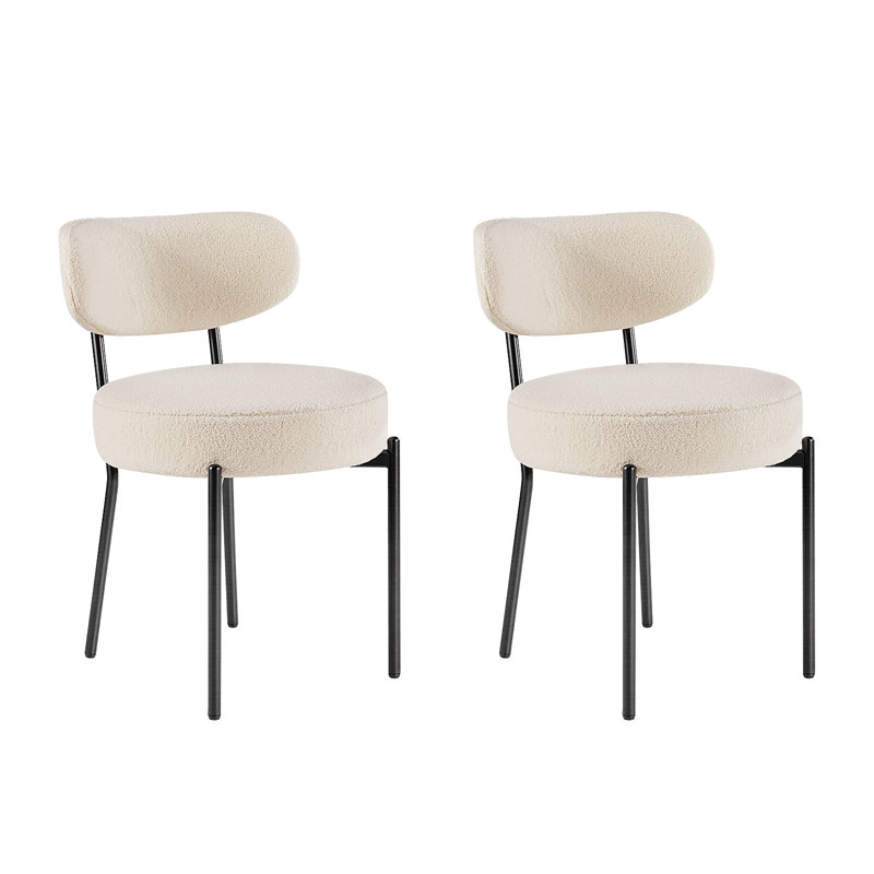 Ensemble de chaises de salle à manger en sherpa Boucle, 2, Beige