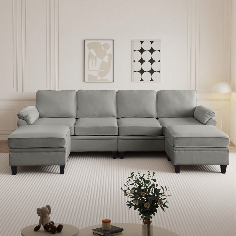 Ensemble de canapé modulaire en chenille de 102 pouces, canapé Cloud en forme de U avec repose-pieds de rangement, combinaison de canapé de salon bricolage