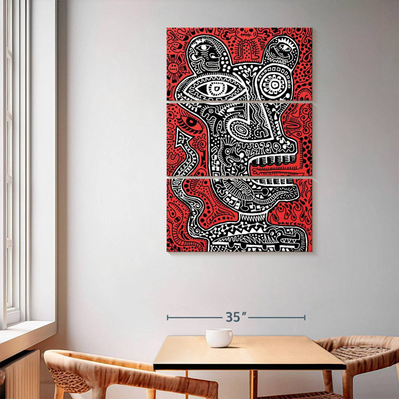 Tête de tiki Kelan I - rouge, H 65 po x l 42 po