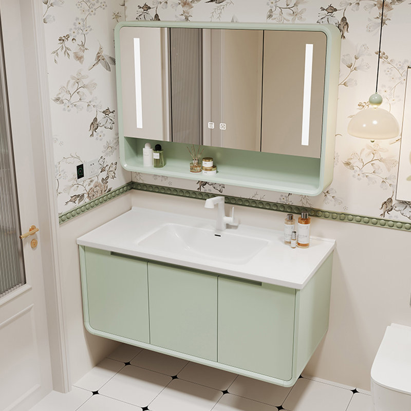 French style simple bathroom cabinet, Light Green