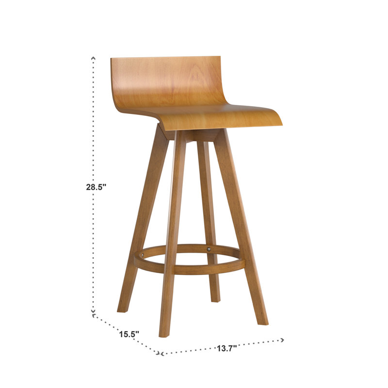 Tabouret de bar et de comptoir pivotant Dery, Naturel, Tabouret de comptoir (assise de 24 po de hauteur)