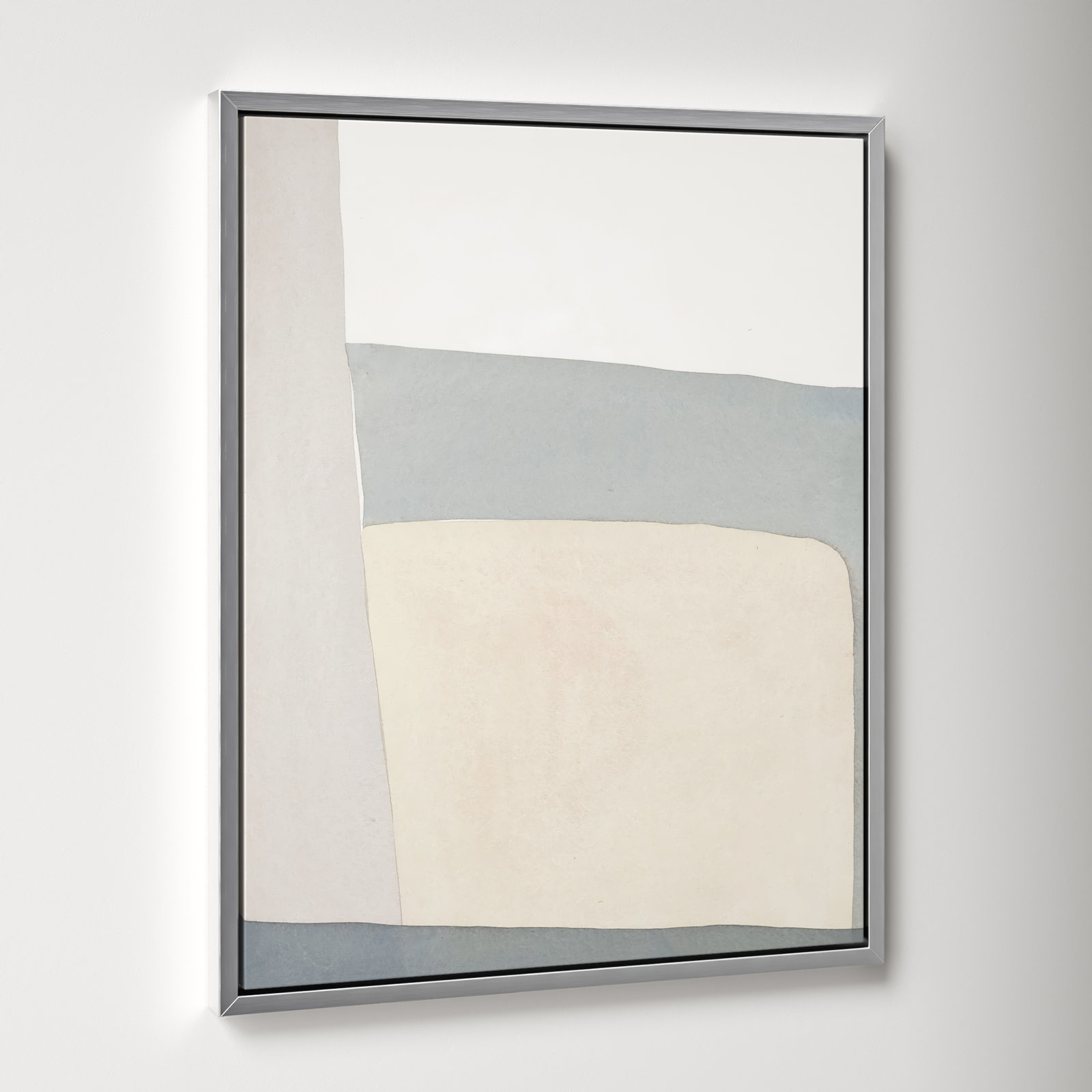 Simple Grey Painting by Julia Balfour, Silver Framed Canvas, 25" H x 20" W x 1.4" D