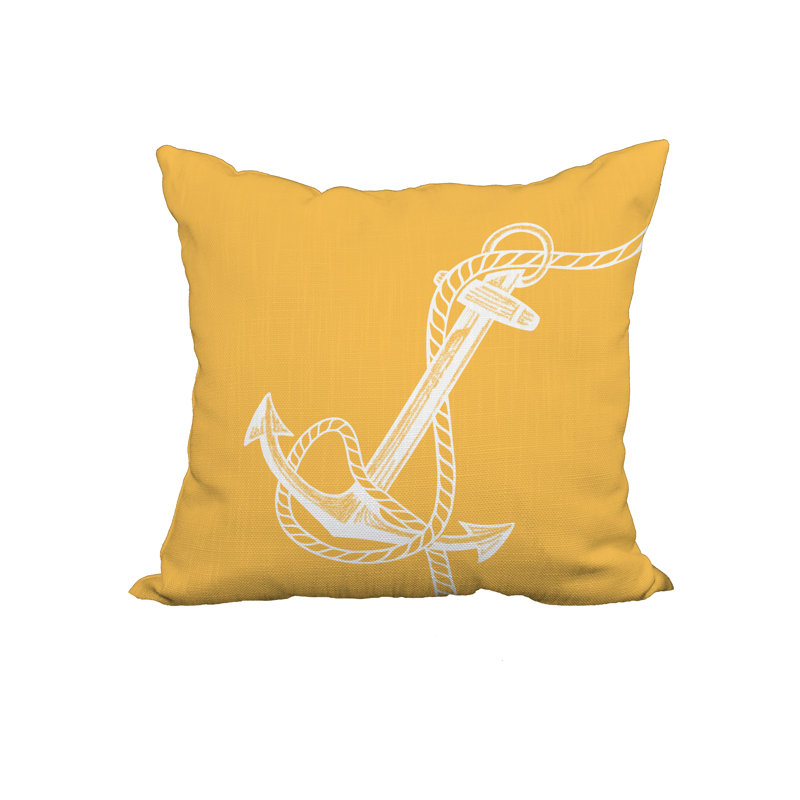 Nautical Reversible Throw Pillow, 20" x 20", Yellow/Gold