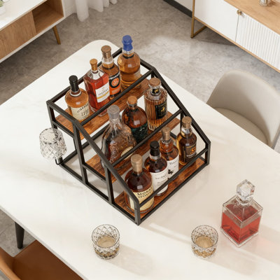 3-Tier Rack Organizer For Countertop, Coffee Station, And Bar Storage With Rustic Design