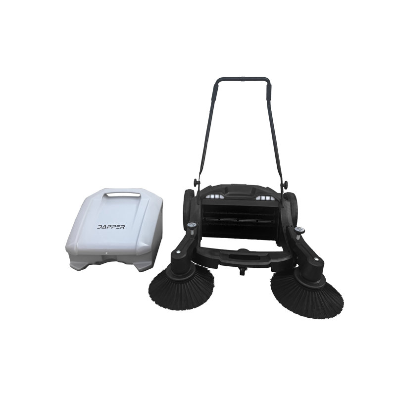 Walk-Behind Outdoor Hand Push Floor Sweeper - 10.5 Gallon Capacity - 36" Sweeping Width