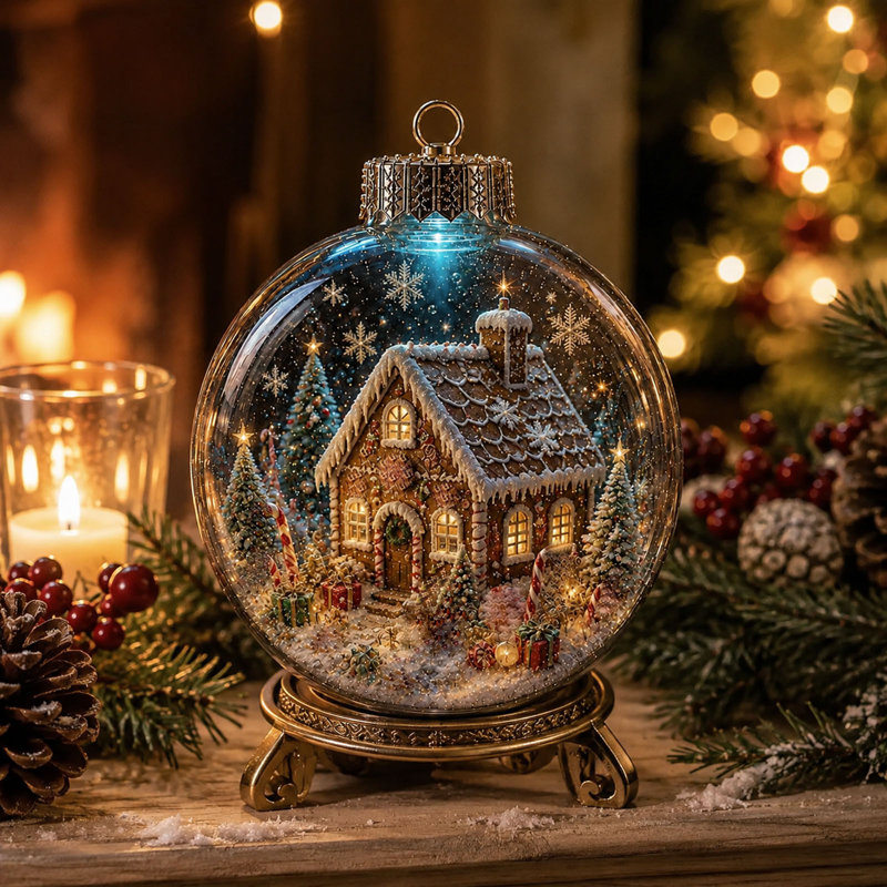 Décoration de Noël boule de Noël en acrylique 8 cm, de profondeur