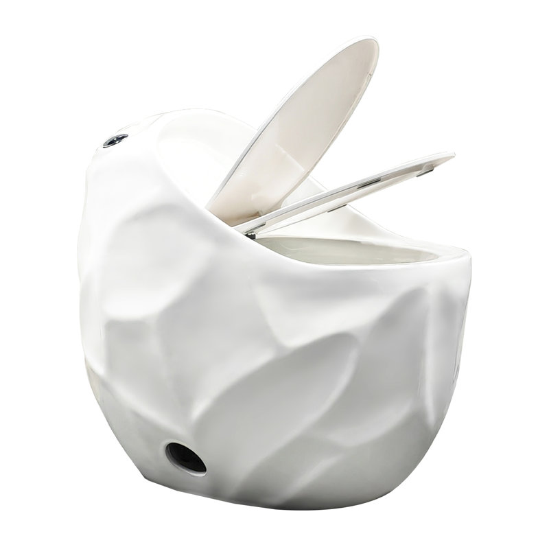 Toilette en forme d'œuf à jet simple 1,28 l blanc brillant - Design pour une salle de bain distincte, siège à dégagement rapide, porcelaine sans soudure, nettoyage en douceur, eau, hauteur standard ergonomique, chasse d'eau silencieuse