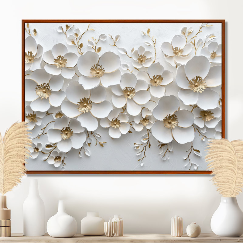 Art mural sur toile Mosera Widlflowers Golden Creamy Blossoms In The Wild IV - Wildflowers, H 12 po x l 20 po, Brun