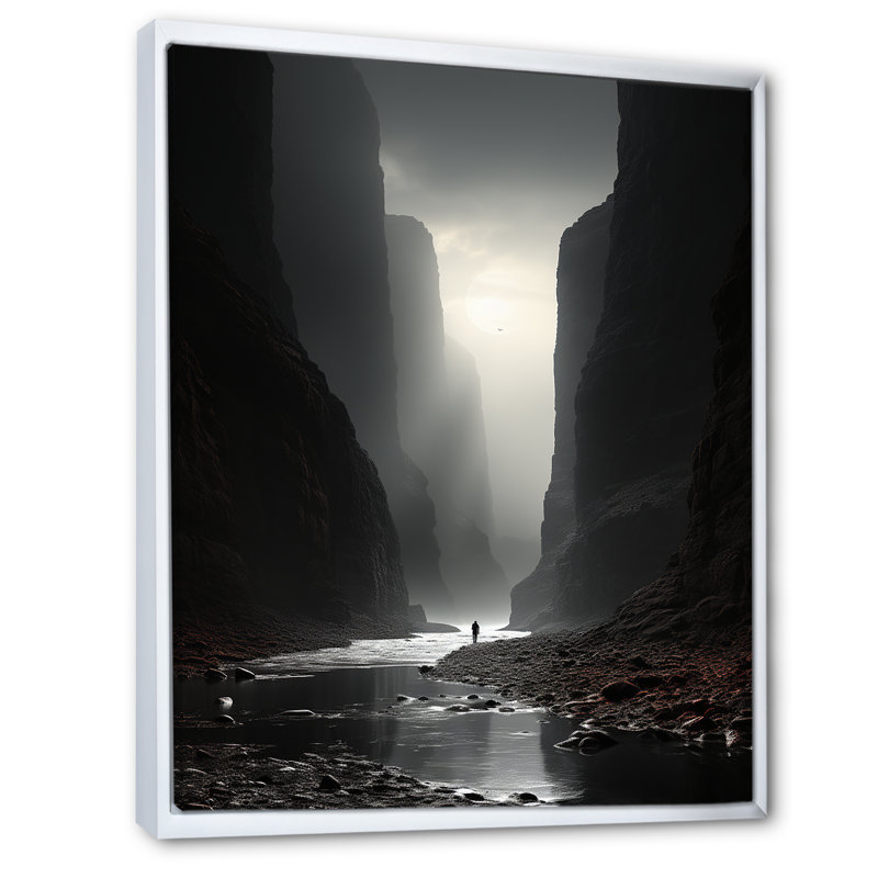 Décoration murale noir et blanc Canyon I - Canyon, Cadre flottant blanc, H 44 po x l 34 po x P 1,5 po