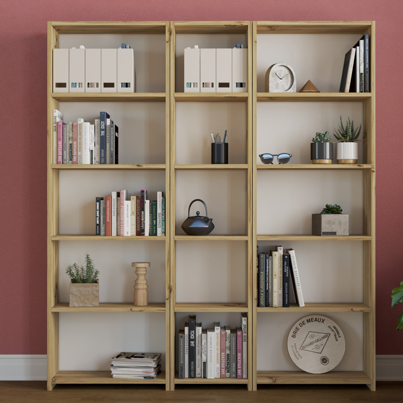Bulluck 169cm H x 150cm W Standard Bookcase, Natural