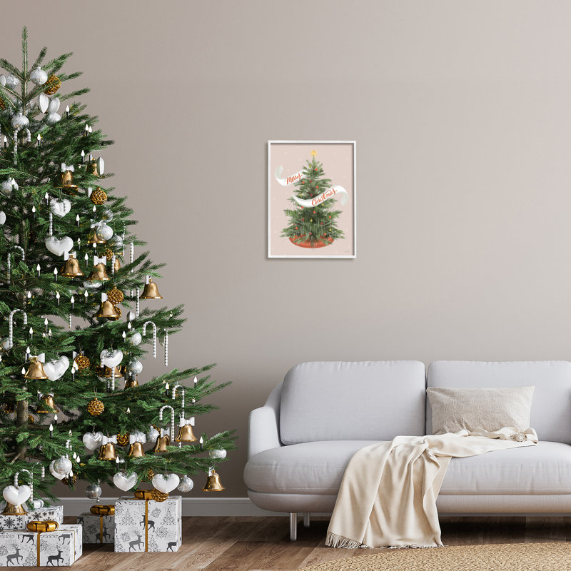 Merry Christmas Banner, H 20 po x l 16 po x P 1,5 po, Giclée encadrée blanc bord de mer