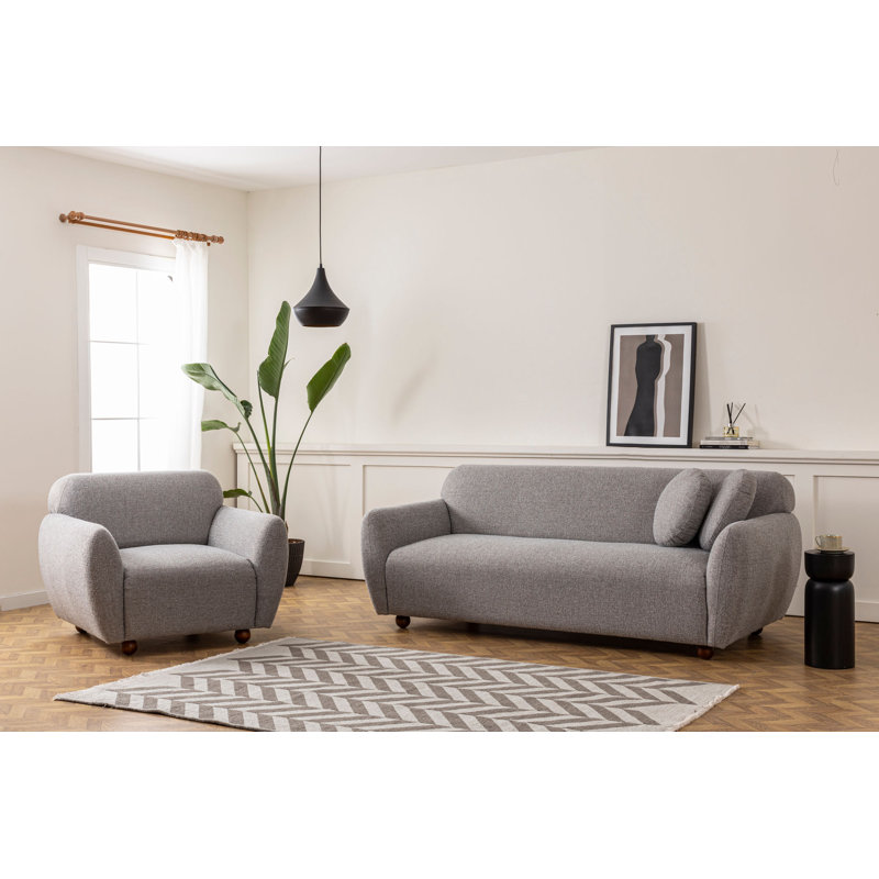 Canapé rembourré 87,8 po Jamie-John, 100 % polyester gris clair