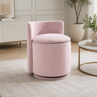 Fauteuil d'appoint pivotant en velours, fauteuil de coiffeuse confortable avec dossier incurvé et rangement dissimulé