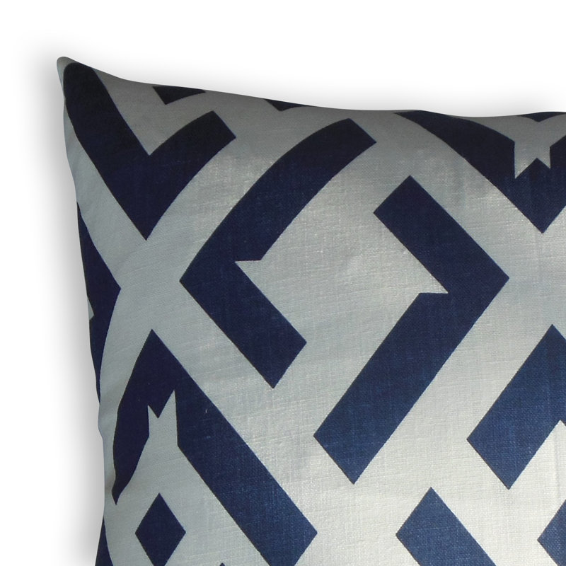 Gabriele Linen Square Pillow Cover & Insert, Height(24") x Width(24"), Gray/Black