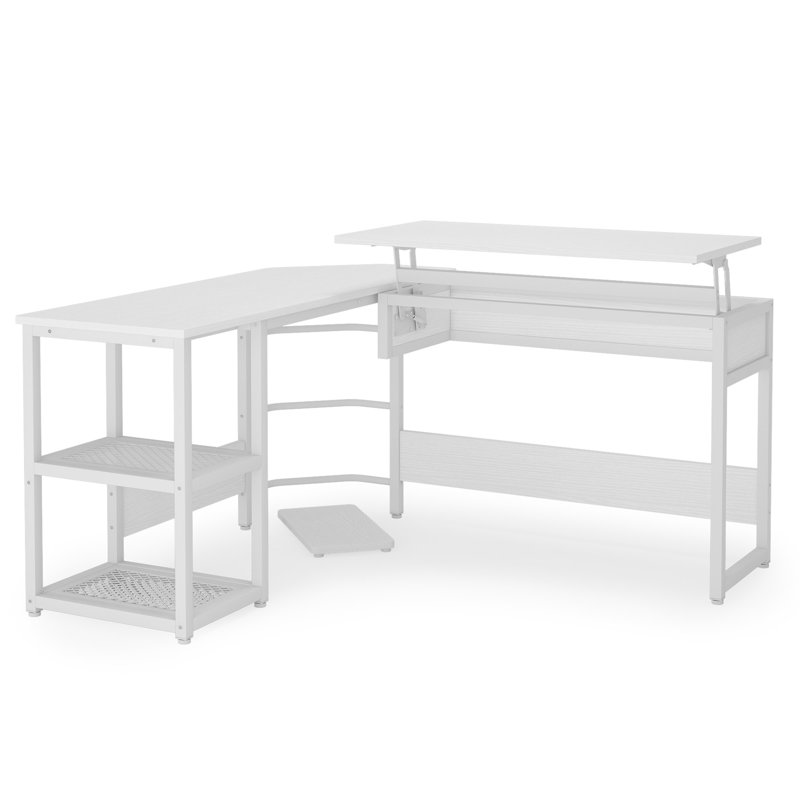 Hakime L-Shaped Metal Base Computer Desk