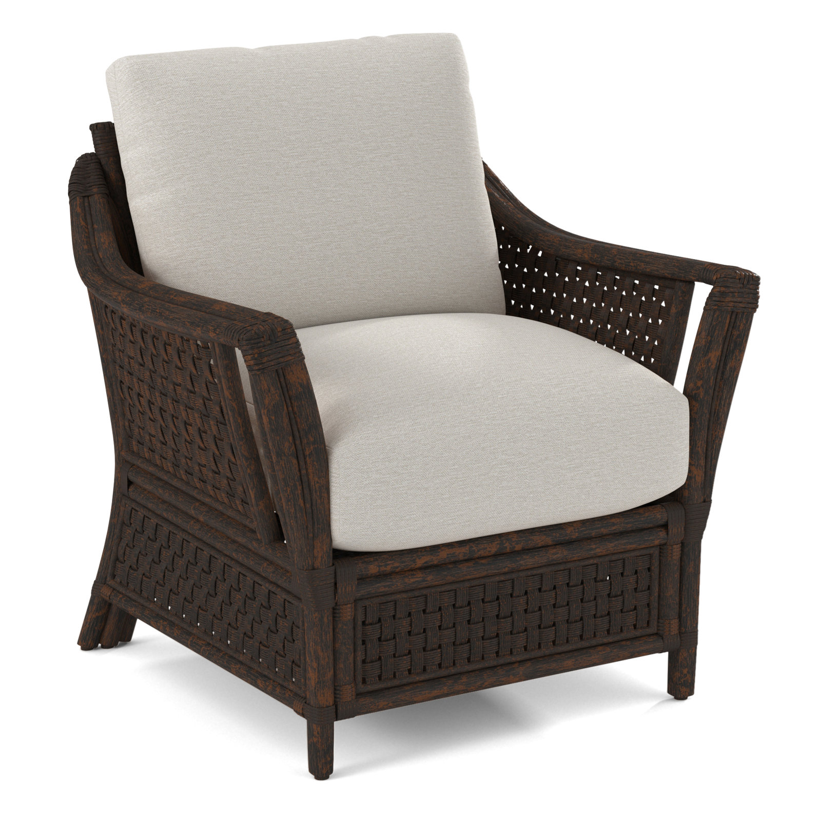 Boca Upholstered Armchair, White Performance Fabric; 0851-94, Coffee