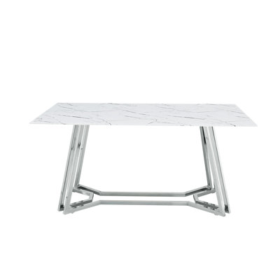 Skrolan Rectangular Glass Top Dining Table