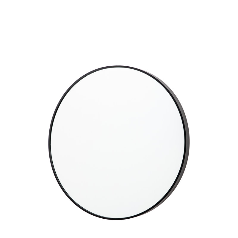 Lottie Round Metal Framed Wall Mounted Accent Mirror, Black