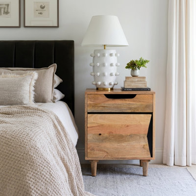 Euricka 1-Drawer Mango Wood Nightstand