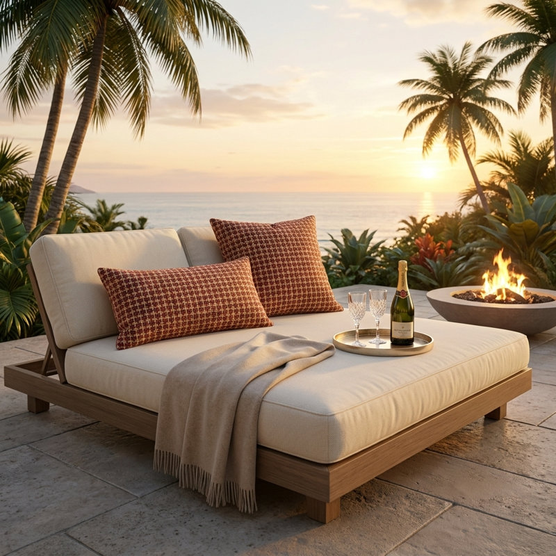 Cherry Tassel Square Indoor/Outdoor Pillow Cover & Insert, 18" x 18"