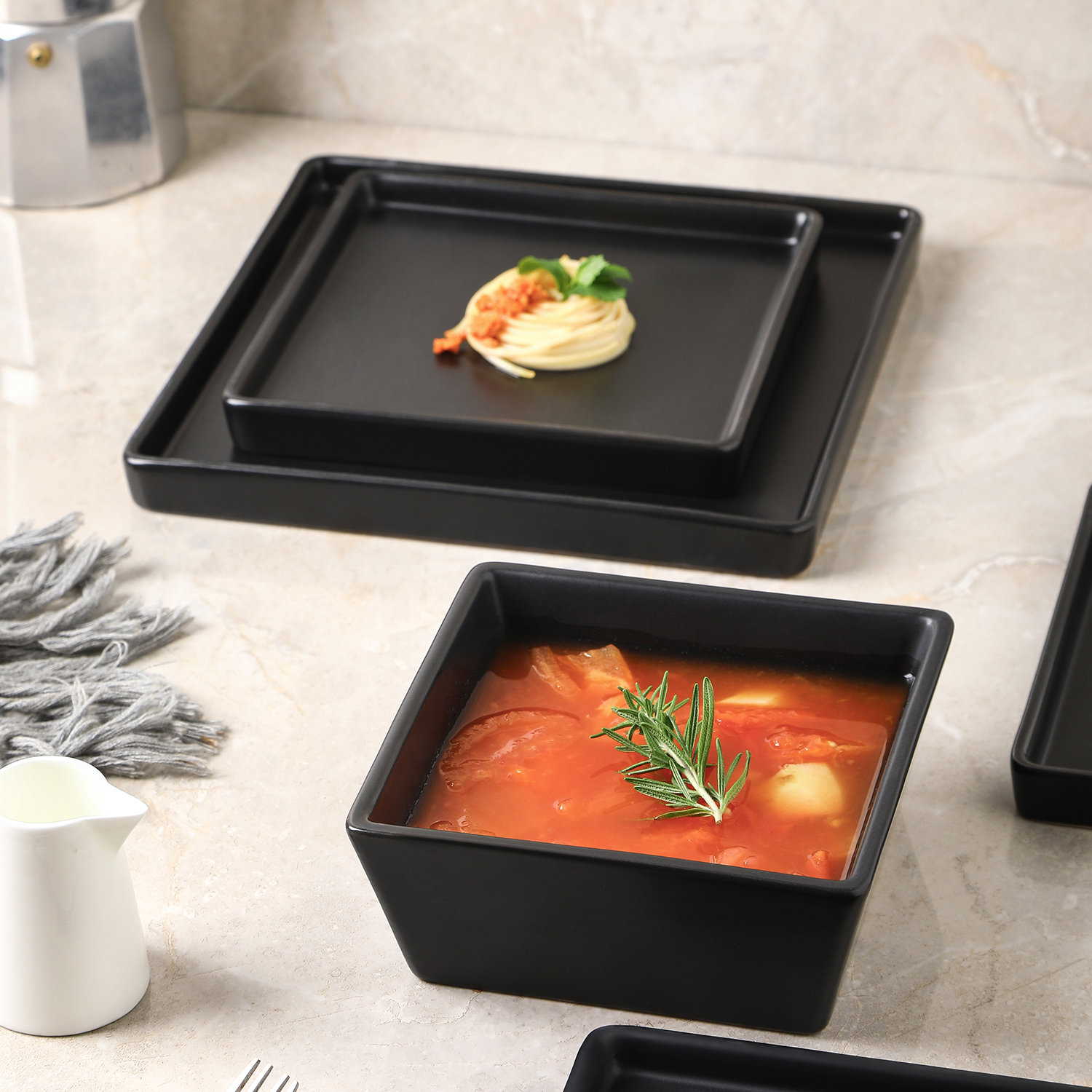 Grace Stoneware Cereal Bowl, Black