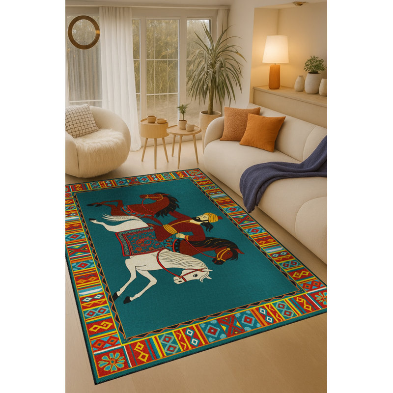 Tapis tissé bleu marine Mosso, 3'11" x 5'11"