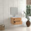 Ensemble de meuble-lavabo flottant 24 po, armoire de salle de bain murale en bois massif avec 2 tiroirs de rangement, lavabo intégré en résine blanche-749409680-749409684