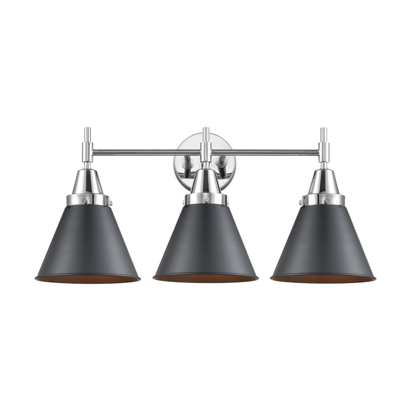 Éclairage pour meuble-lavabo à 3 lumières à intensité variable Gayle, Ampoule incandescente rétro de 60 watts, Noir mat