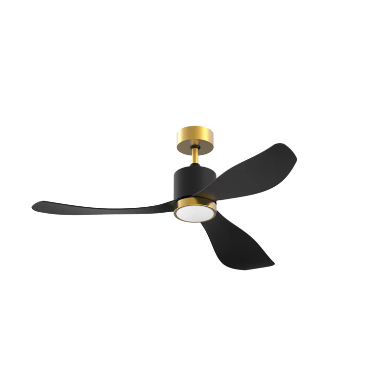  52 Inch Ceiling Fans with Lights and Remote, 3 Blades Smart LED Ceiling Fan with 6 Speeds for Bedroom, Living Room, Kitchen, Reversible Quiet DC Motor, Timer, Dimmable, Black Gold