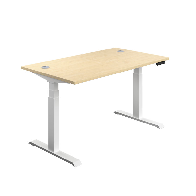 Bouton Adjustable Height Steel Standing Desk, 65cm H x 120cm W x 80cm D, White, White