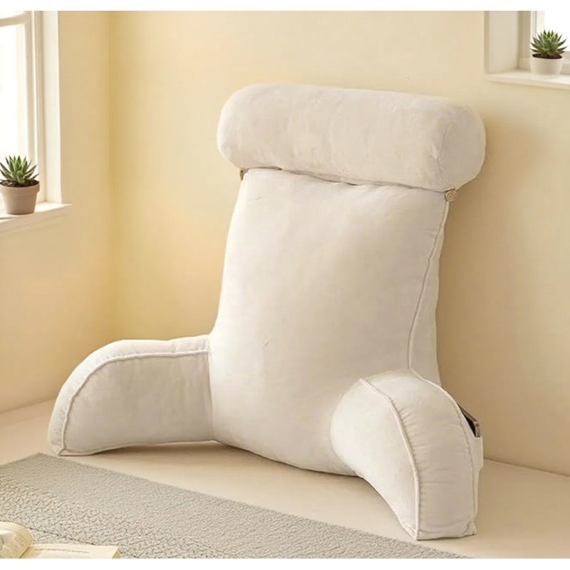 Coussin de lecture de tête de canapé 85 x 60 cm - rembourré 100% coton naturel, housse ajustable et douce pour la peau, support mi-ferme pour la tête et le cou