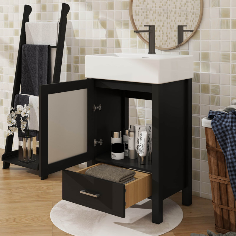 Meuble-lavabo de 20 po avec lavabo en céramique et rangement suffisant