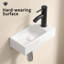 Lavabo mural à petite vasque rectangulaire en céramique avec lavabo à gauche, sans robinet ni bonde