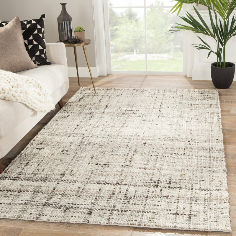 Tapis gris en laine fabriqué à la main Elya, Rectangle 7 pi 10 po x 10 pi