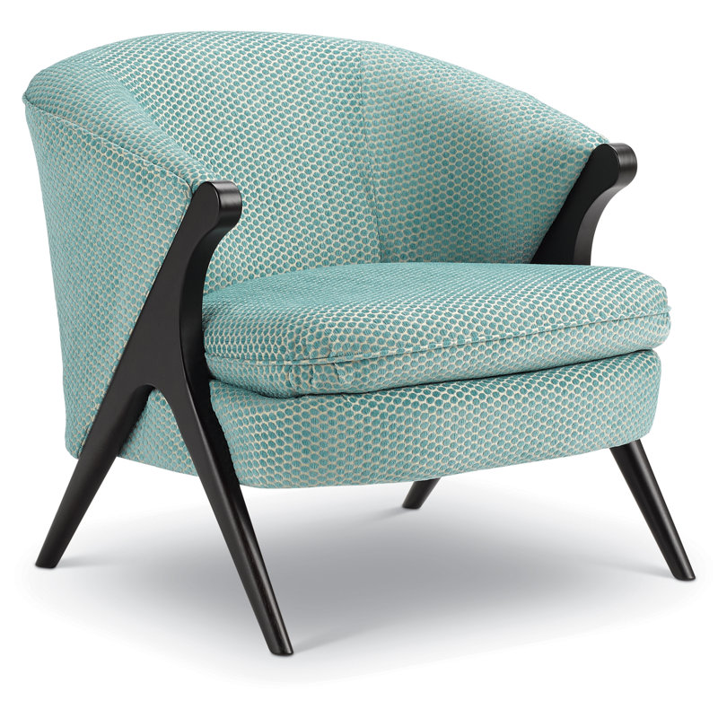 Tatiana Upholstered Barrel Chair, Snow Ivory Performance, Dark Walnut