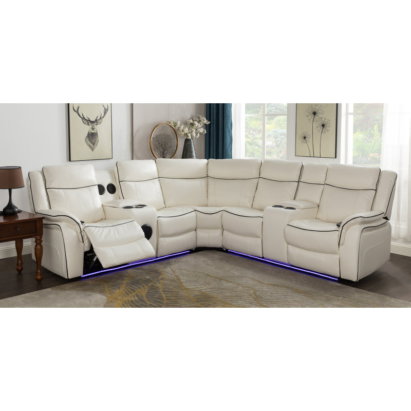 Canapé modulaire inclinable électrique avec haut-parleurs Bluetooth, revêtement en gel de cuir avec DEL, conception moderne pour le confort et le divertissement du salon (sans massage)