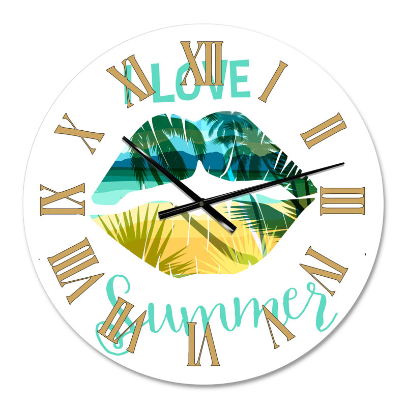 I Love Summer Tropical Beach - horloge murale moderne, Petit