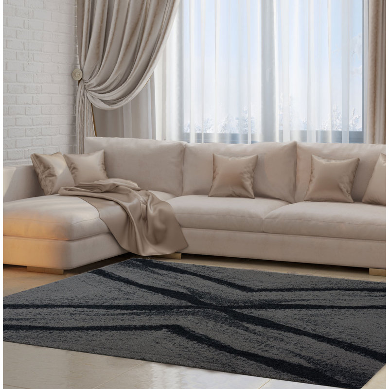 Tapis à motif abstrait gris Ralph, Rectangle 6 pi 6 po x 9 pi 6 po