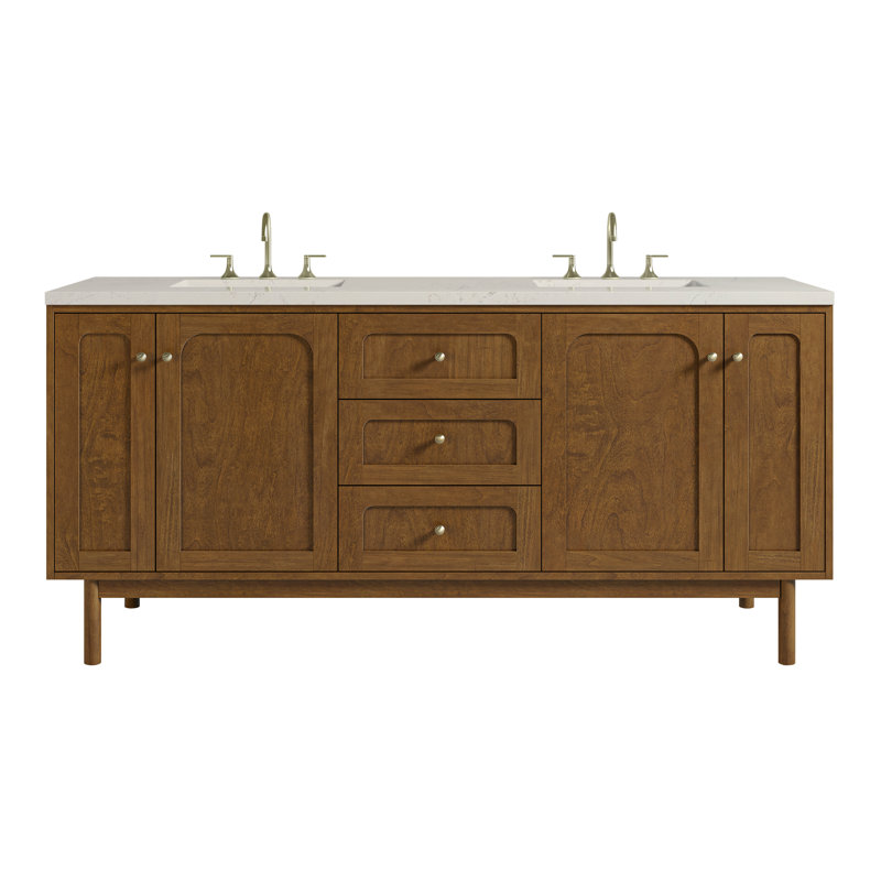 Laurent 72'' W Double Vanity, Siberian, Honey Brown, 8" Widespread