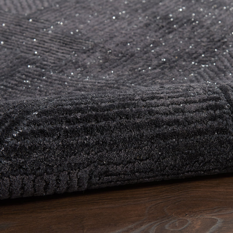 Castone Geometric Area Rug in Black, Rectangle 4' x 6'