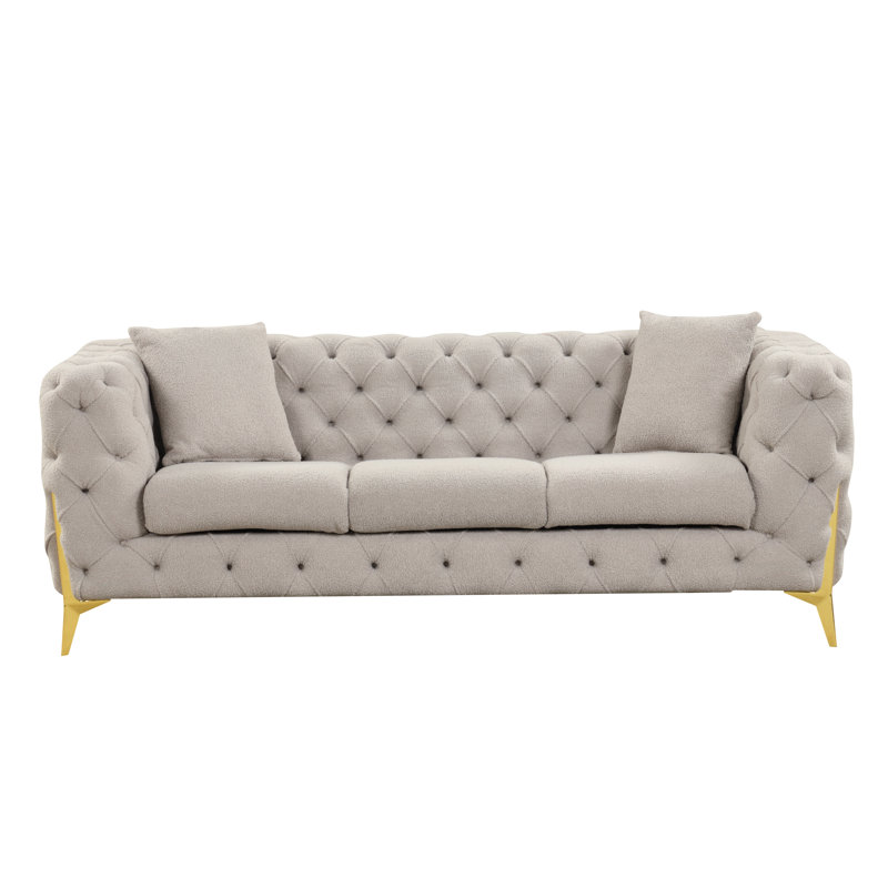 Moorehead 84.25" Boucle Fabric Sofa, Light Boucle Fabric