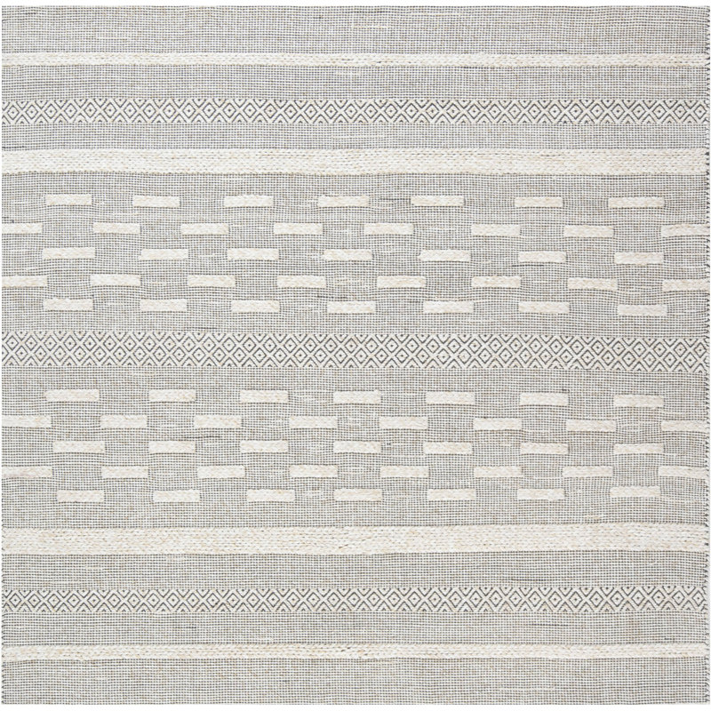 Tapis beige en laine fabriqué à la main à motif géométrique moderne de 6 pi 8 po de la collection Blau