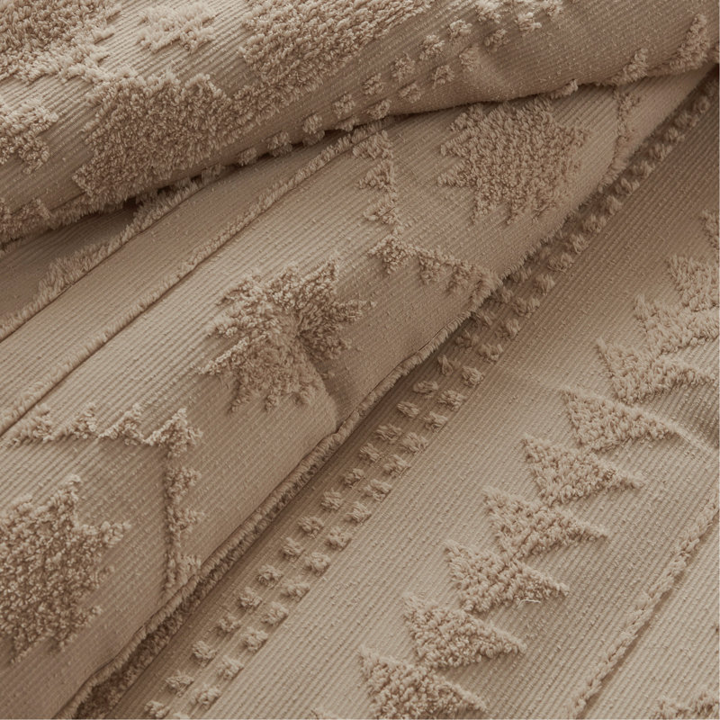 Chenille Oversized Comforter Set Tan, Full/Queen Comforter + 2 Shams