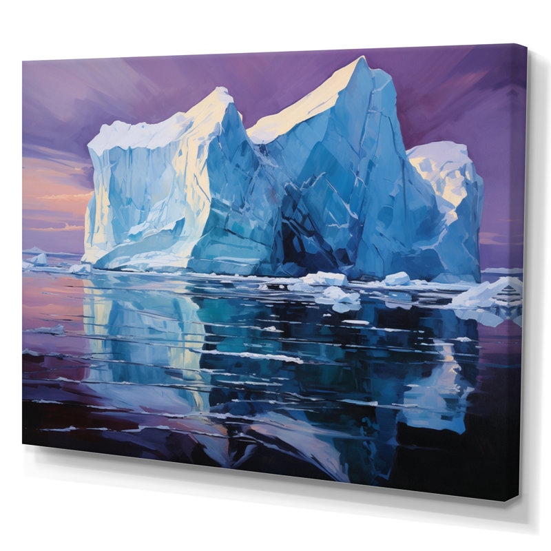 Profondeurs invisibles sarcelle mauve - reproduction sur toile, H 16 po x l 32 po x P 1 po, Toile tendue