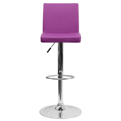 Tabouret de bar contemporain en vinyle à hauteur réglable avec dossier à panneau et base chromée Winnols