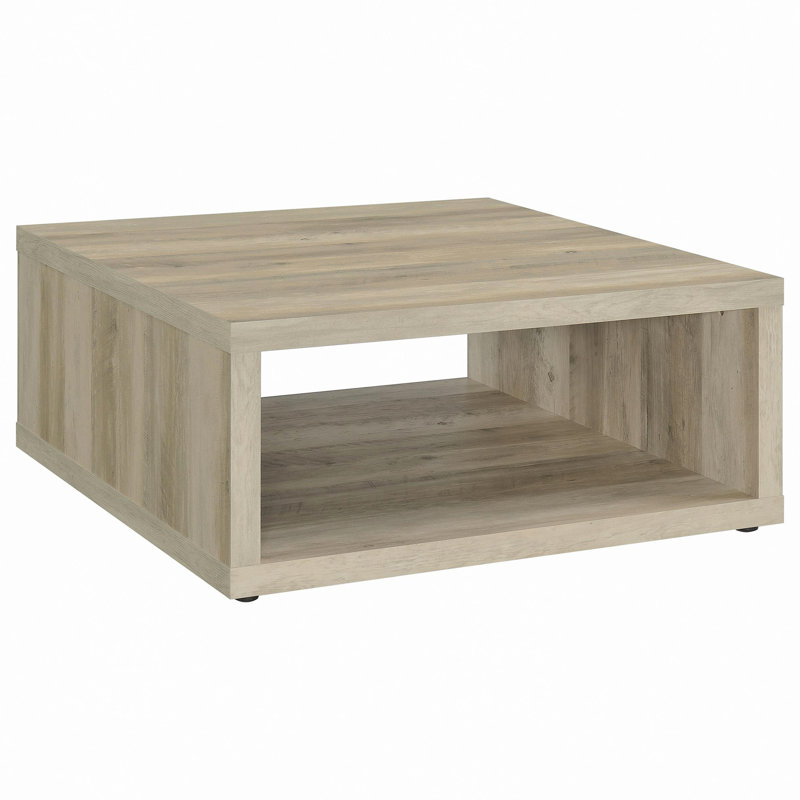 Table basse carrée en bois d'ingénierie vieilli, Beige